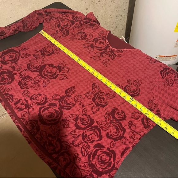 Coldwater Creek Top Womens 3X Maroon Floral Check Velvet Fleece Lined - Picture 7 of 8